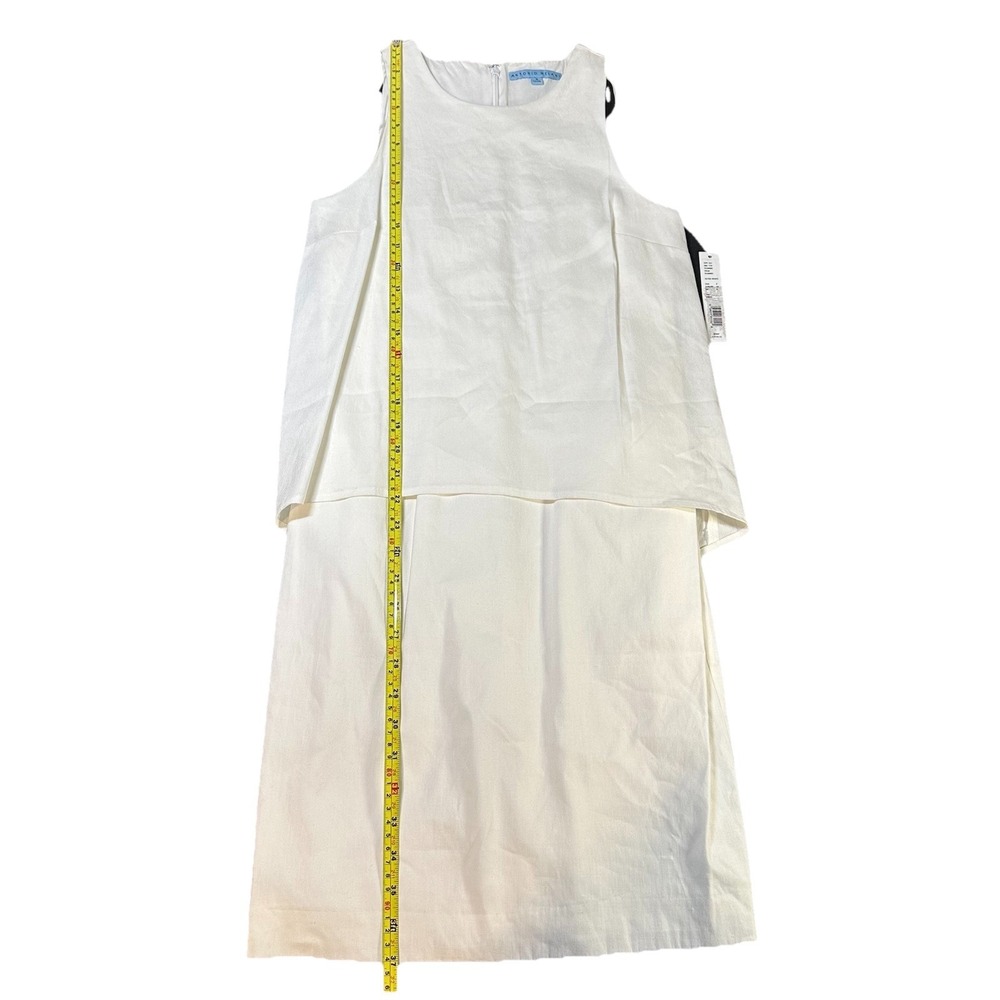 Linen Blend Antonio Melani White Shift Tiered Dress Preppy Cocktail Sz 4 Lined - Picture 10 of 15